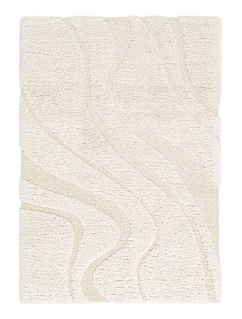 Tapis intérieur shaggy motif avec relief crème Amy