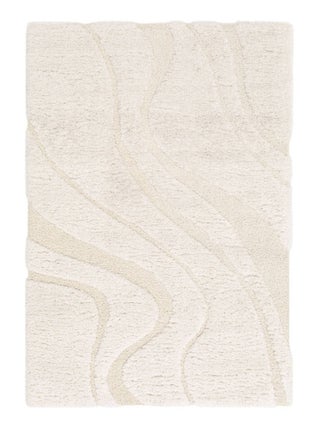 Tapis intérieur shaggy motif avec relief crème Amy
