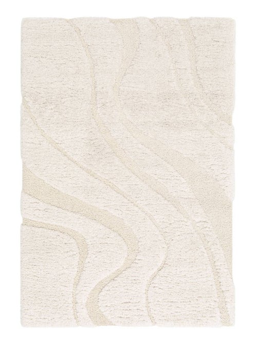 Tapis intérieur shaggy motif avec relief crème Amy - Kiabi