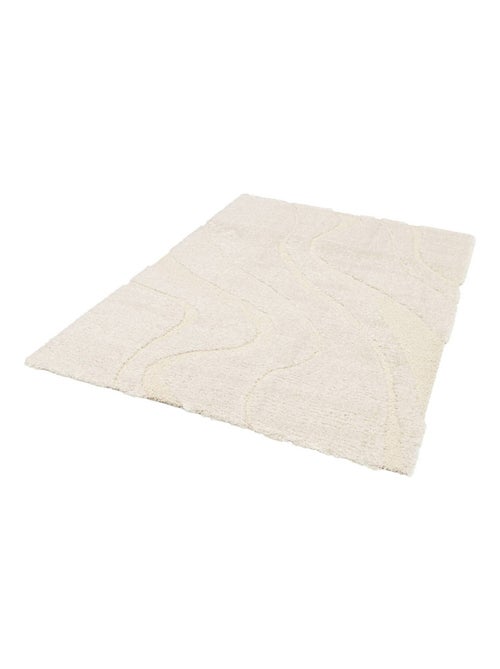 Tapis intérieur shaggy motif avec relief crème Amy - Kiabi