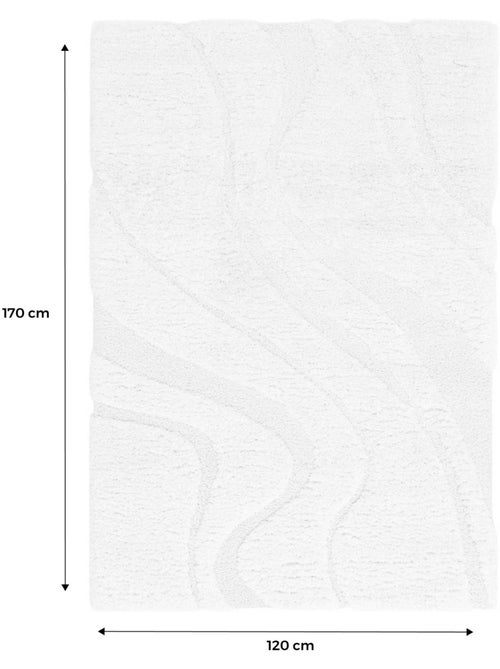 Tapis intérieur shaggy motif avec relief crème Amy - Kiabi