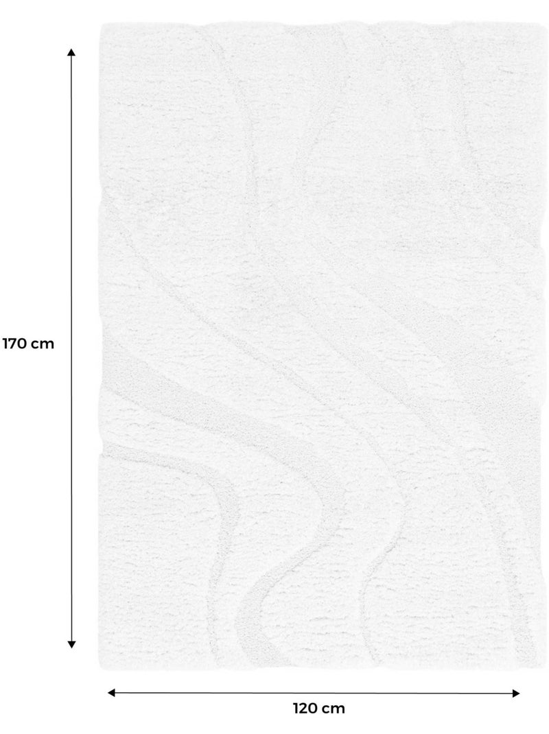 Tapis intérieur shaggy motif avec relief crème Amy Beige - Kiabi