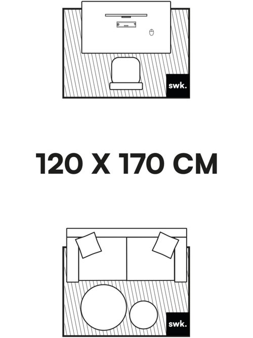 Tapis intérieur shaggy motif avec relief crème Amy - Kiabi