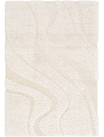 Tapis intérieur shaggy motif avec relief crème amy