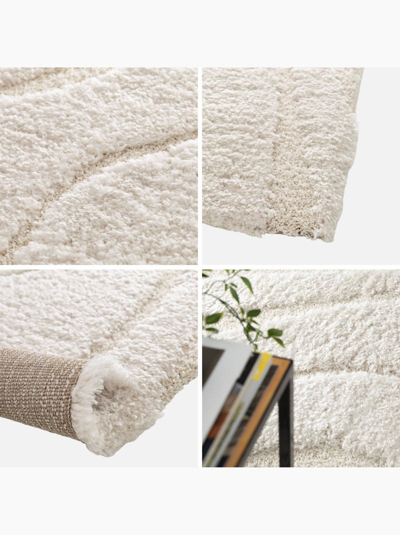 Tapis intérieur shaggy motif avec relief crème amy Crème - Kiabi