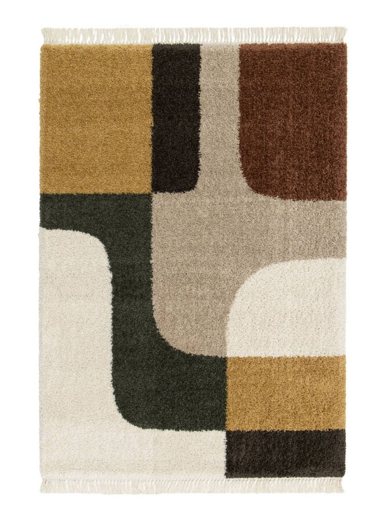 Tapis intérieur shaggy motif géométrique multicolore avec franges Will Multicolore - Kiabi