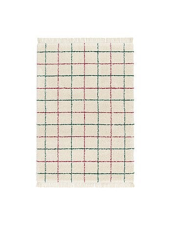 Tapis intérieur shaggy motif quadrillage multicolore avec franges Edward