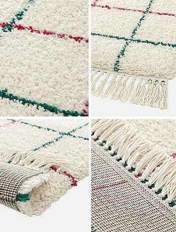 Tapis intérieur shaggy motif quadrillage multicolore avec franges Edward