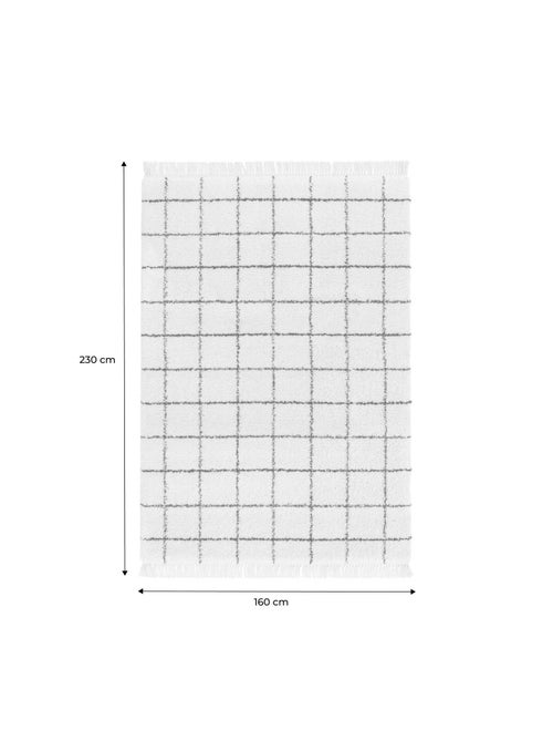 Tapis intérieur shaggy motif quadrillage multicolore avec franges Edward - Kiabi