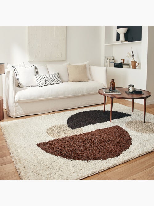 Tapis intérieur shaggy motifs circulaires beige, marron, noir Pitt - Kiabi