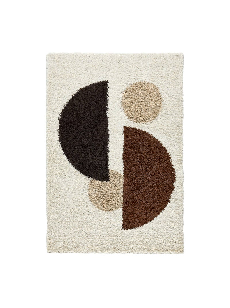 Tapis intérieur shaggy motifs circulaires beige, marron, noir Pitt Multicolore - Kiabi