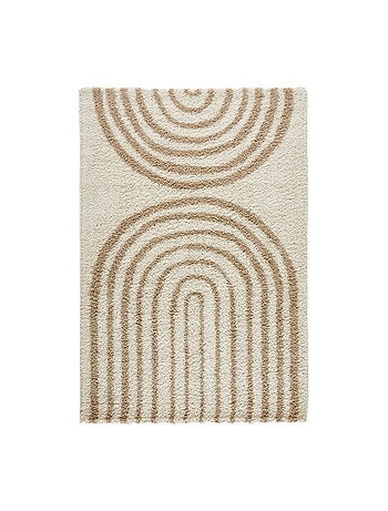 Tapis intérieur shaggy motifs géométriques arc-en-ciel beige Chris