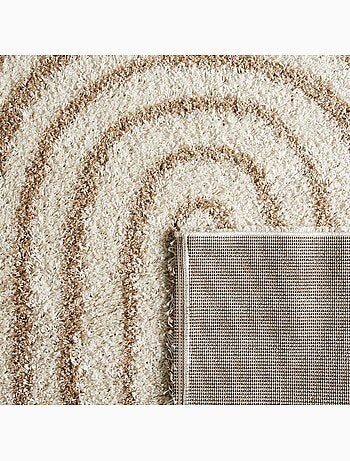 Tapis intérieur shaggy motifs géométriques arc-en-ciel beige Chris