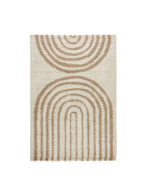 Tapis intérieur shaggy motifs géométriques arc-en-ciel beige Chris - Kiabi