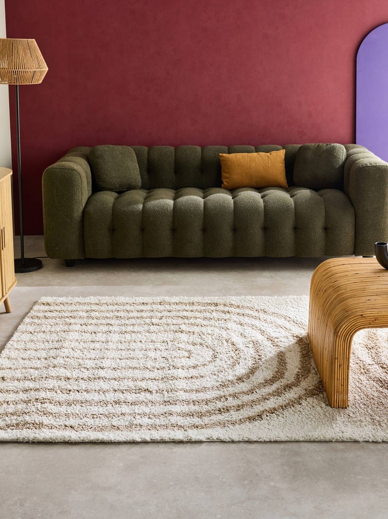 Tapis intérieur shaggy motifs géométriques arc-en-ciel beige Chris Beige - Kiabi