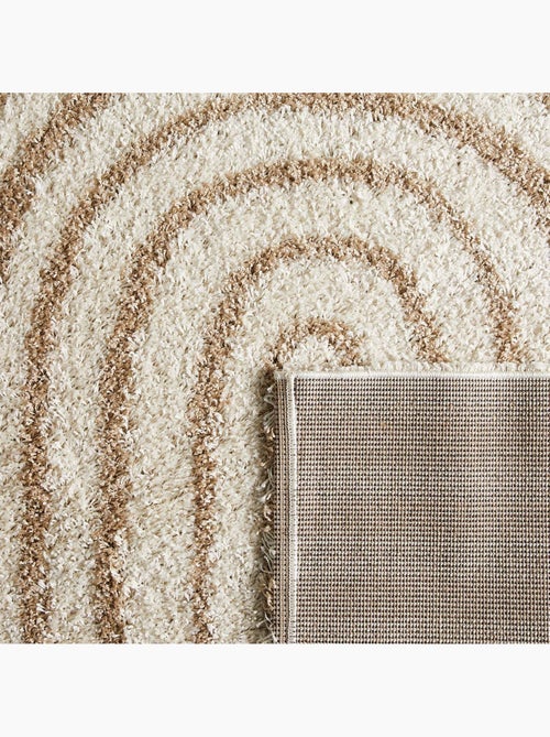 Tapis intérieur shaggy motifs géométriques arc-en-ciel beige Chris - Kiabi