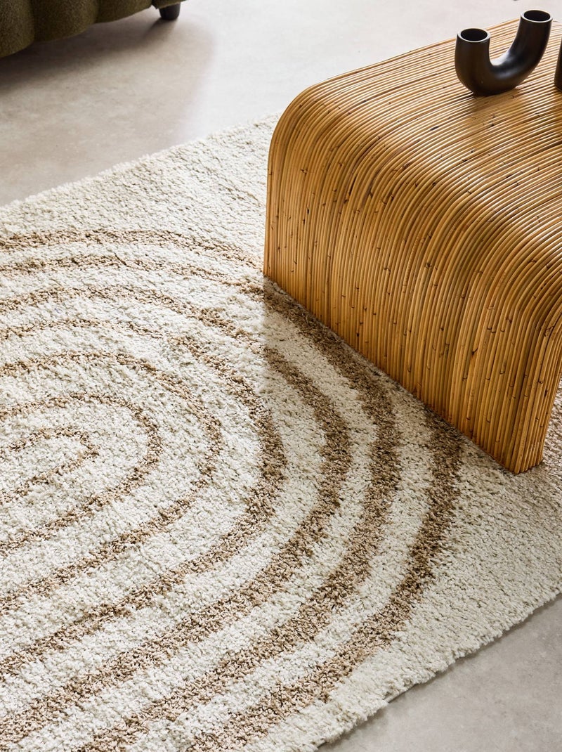 Tapis intérieur shaggy motifs géométriques arc-en-ciel beige Chris Beige - Kiabi