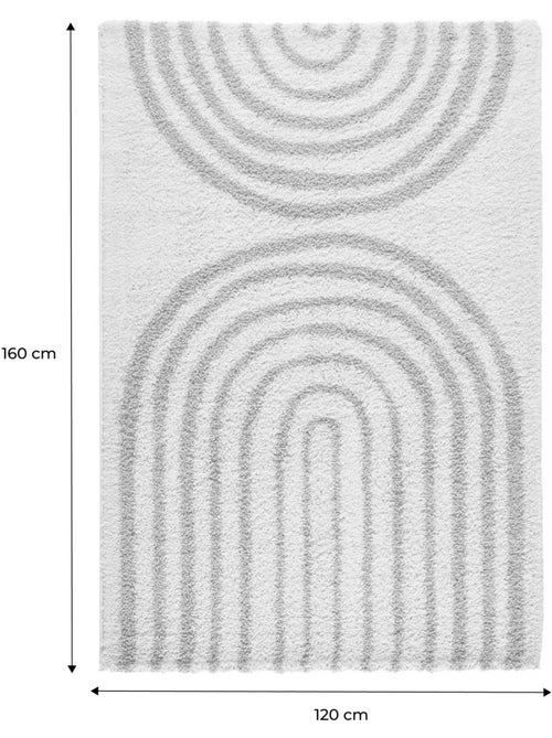 Tapis intérieur shaggy motifs géométriques arc-en-ciel beige Chris - Kiabi
