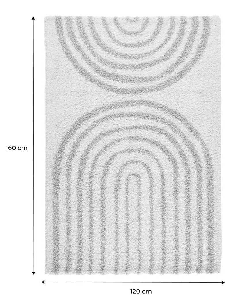 Tapis intérieur shaggy motifs géométriques arc-en-ciel beige Chris Beige - Kiabi