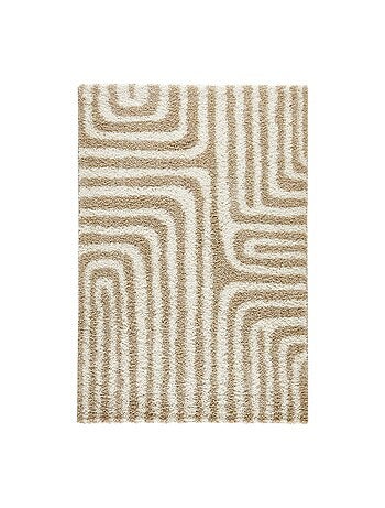 Tapis intérieur shaggy motifs géométriques beige Queensy