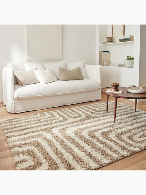 Tapis intérieur shaggy motifs géométriques beige Queensy - Kiabi