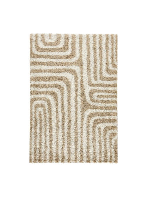 Tapis intérieur shaggy motifs géométriques beige Queensy - Kiabi