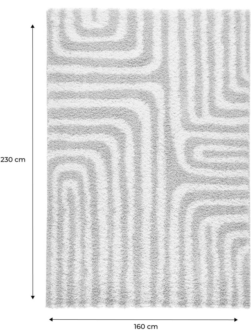 Tapis intérieur shaggy motifs géométriques beige Queensy Beige - Kiabi