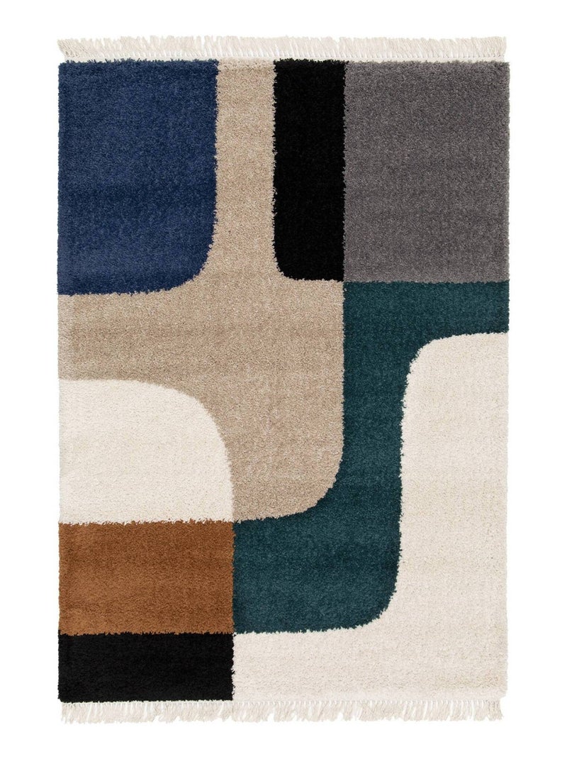 Tapis intérieur shaggy motifs géométriques créme Zac Beige - Kiabi