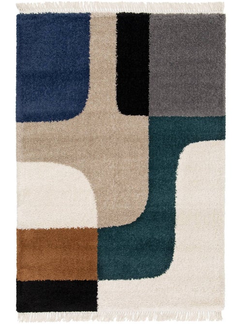 Tapis intérieur shaggy motifs géométriques créme Zac - Kiabi