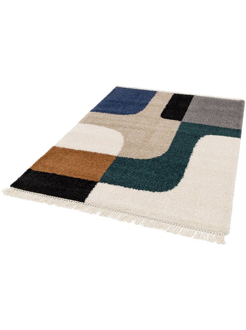 Tapis intérieur shaggy motifs géométriques créme Zac - Kiabi