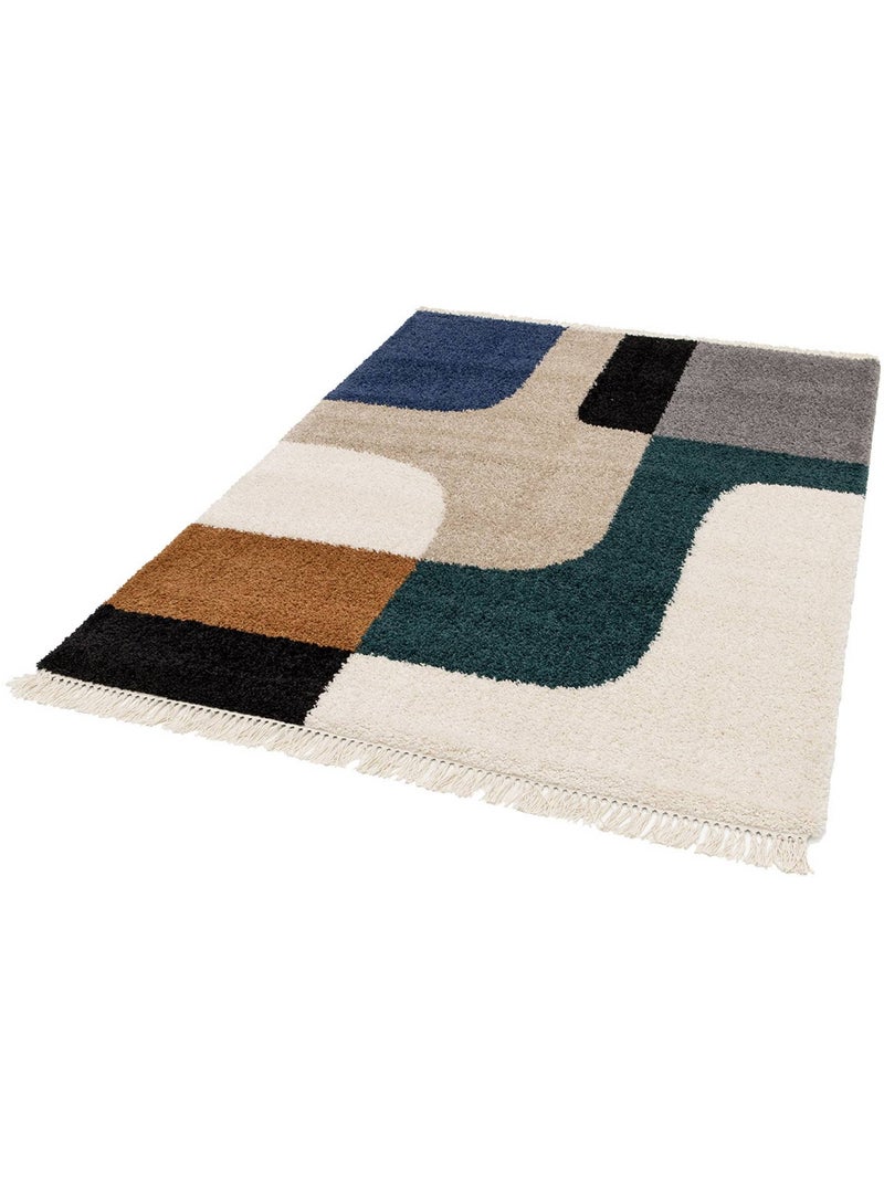 Tapis intérieur shaggy motifs géométriques créme Zac Multicolore - Kiabi