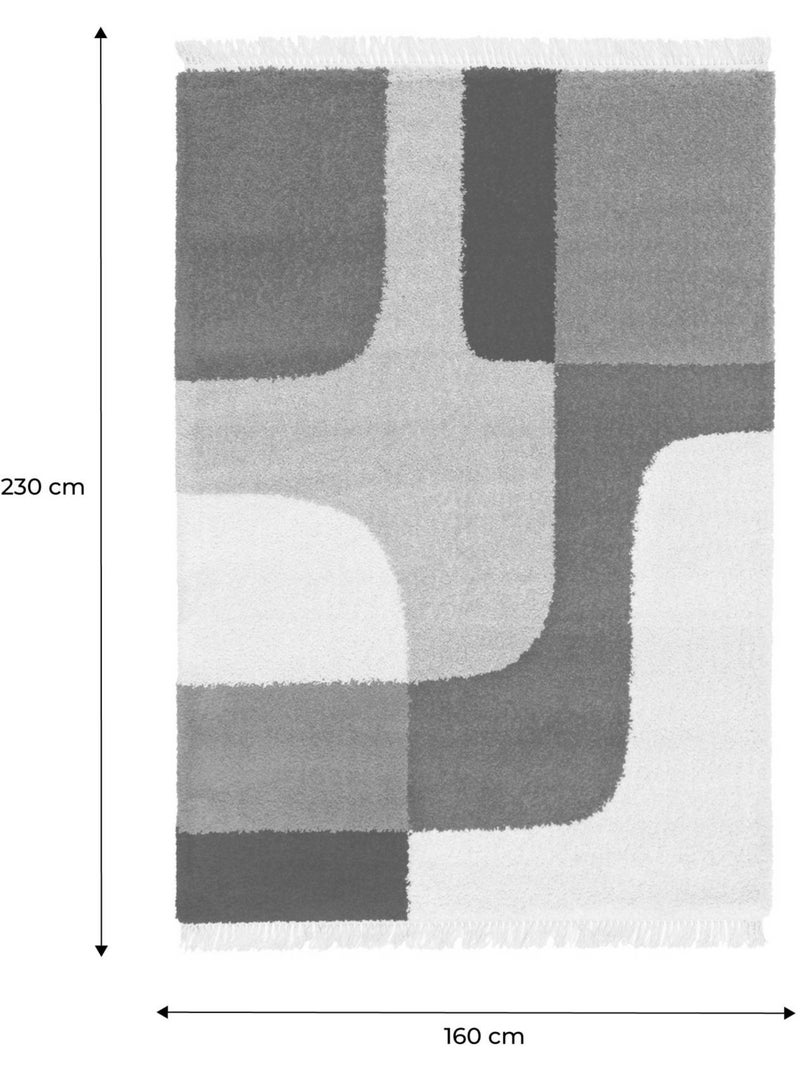 Tapis intérieur shaggy motifs géométriques créme Zac Multicolore - Kiabi