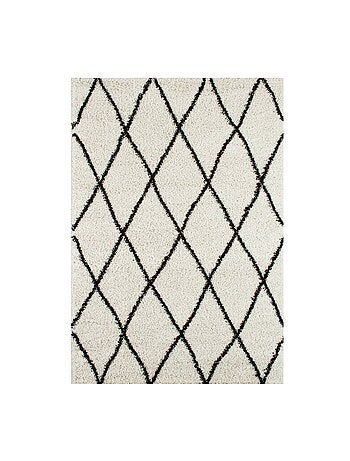 Tapis intérieur shaggy, style berbère, blanc et noir Robby