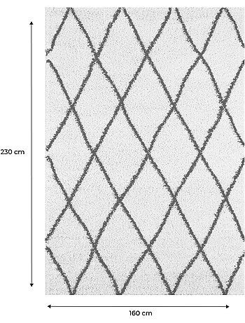 Tapis intérieur shaggy, style berbère, blanc et noir Robby