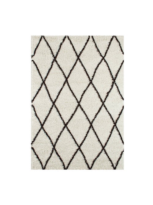 Tapis intérieur shaggy, style berbère, blanc et noir  Robby - Kiabi