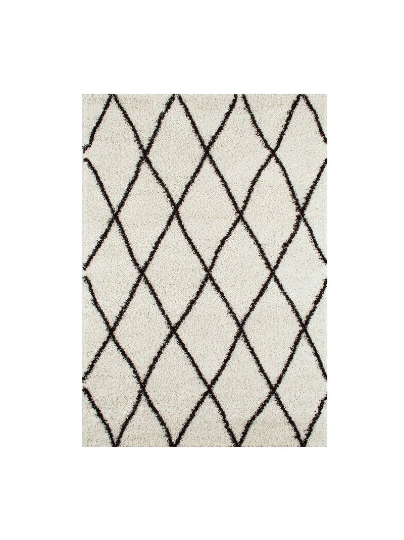 Tapis intérieur shaggy, style berbère, blanc et noir  Robby Blanc - Kiabi