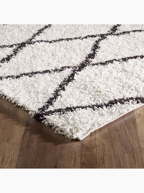 Tapis intérieur shaggy, style berbère, blanc et noir  Robby - Kiabi