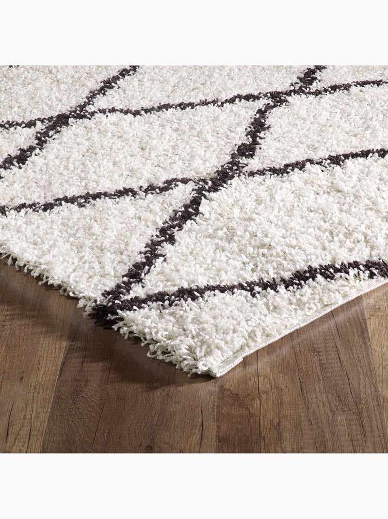 Tapis intérieur shaggy, style berbère, blanc et noir  Robby Blanc - Kiabi