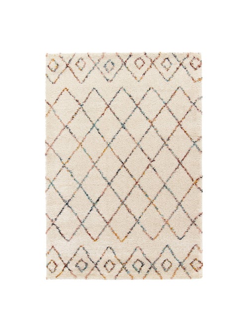 Tapis intérieur shaggy style berbère créme et multicolore Beverly - Kiabi Tapis intérieur shaggy style berbère créme et multicolore Beverly - Kiabi