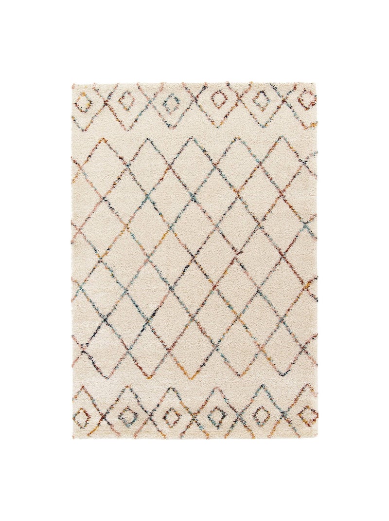 Tapis intérieur shaggy style berbère créme et multicolore Beverly Beige - Kiabi