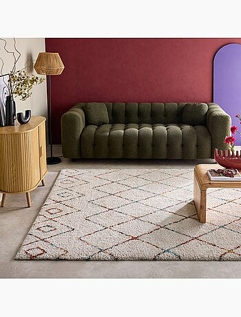 Tapis intérieur shaggy style berbère créme et multicolore Beverly