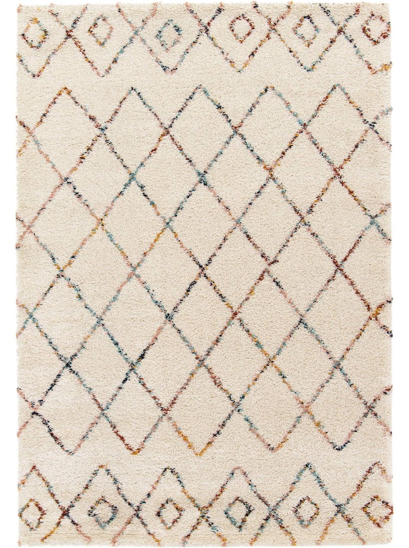 Tapis intérieur shaggy style berbère créme et multicolore Beverly Multicolore - Kiabi