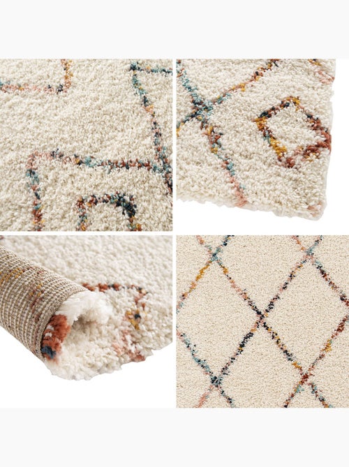 Tapis intérieur shaggy style berbère créme et multicolore Beverly - Kiabi