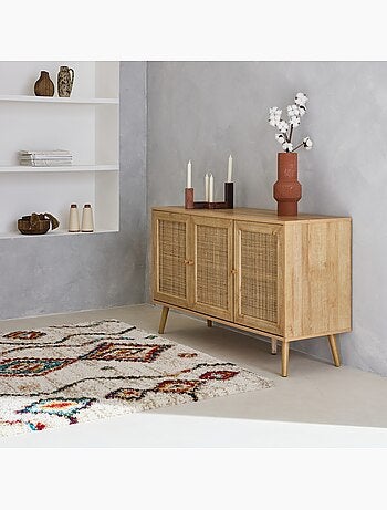 Tapis intérieur shaggy style berbère créme et multicolore Maggie