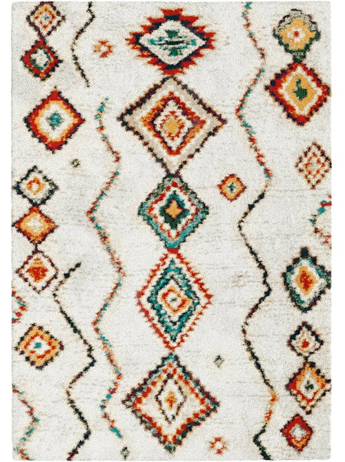 Tapis intérieur shaggy style berbère créme et multicolore Maggie - Kiabi