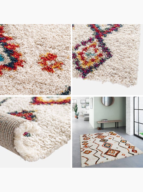 Tapis intérieur shaggy style berbère créme et multicolore Maggie - Kiabi