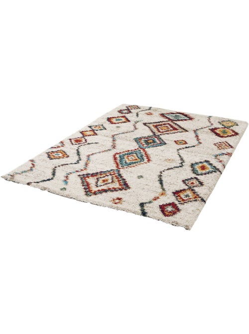 Tapis intérieur shaggy style berbère créme et multicolore Maggie - Kiabi
