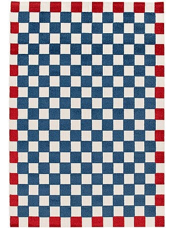 Tapis intérieur/extérieur damier bleu et rouge Octave