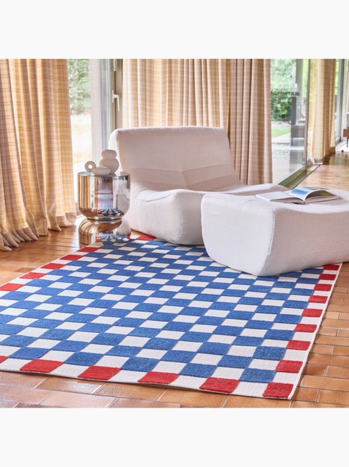 Tapis intérieur/extérieur damier bleu et rouge Octave - Kiabi