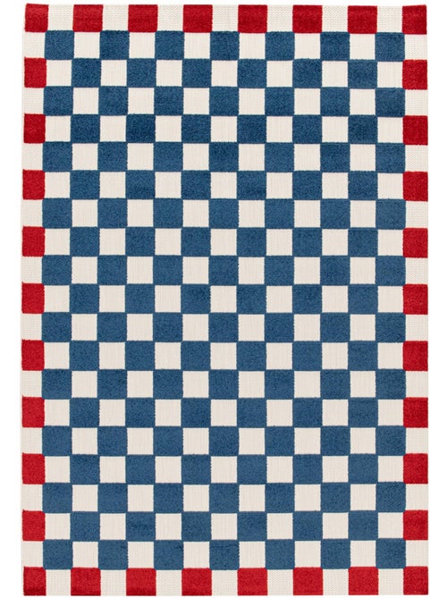Tapis intérieur/extérieur damier bleu et rouge Octave - Kiabi